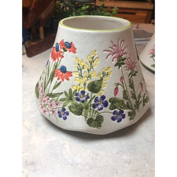 Yankee candle shade butterflies flowers hand-painted indented - Picture 3 of 8